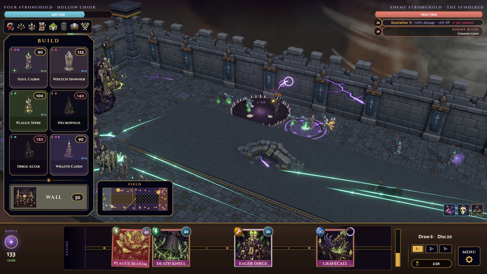 Hollow Choir soulfire beams sweeping the enemy line.